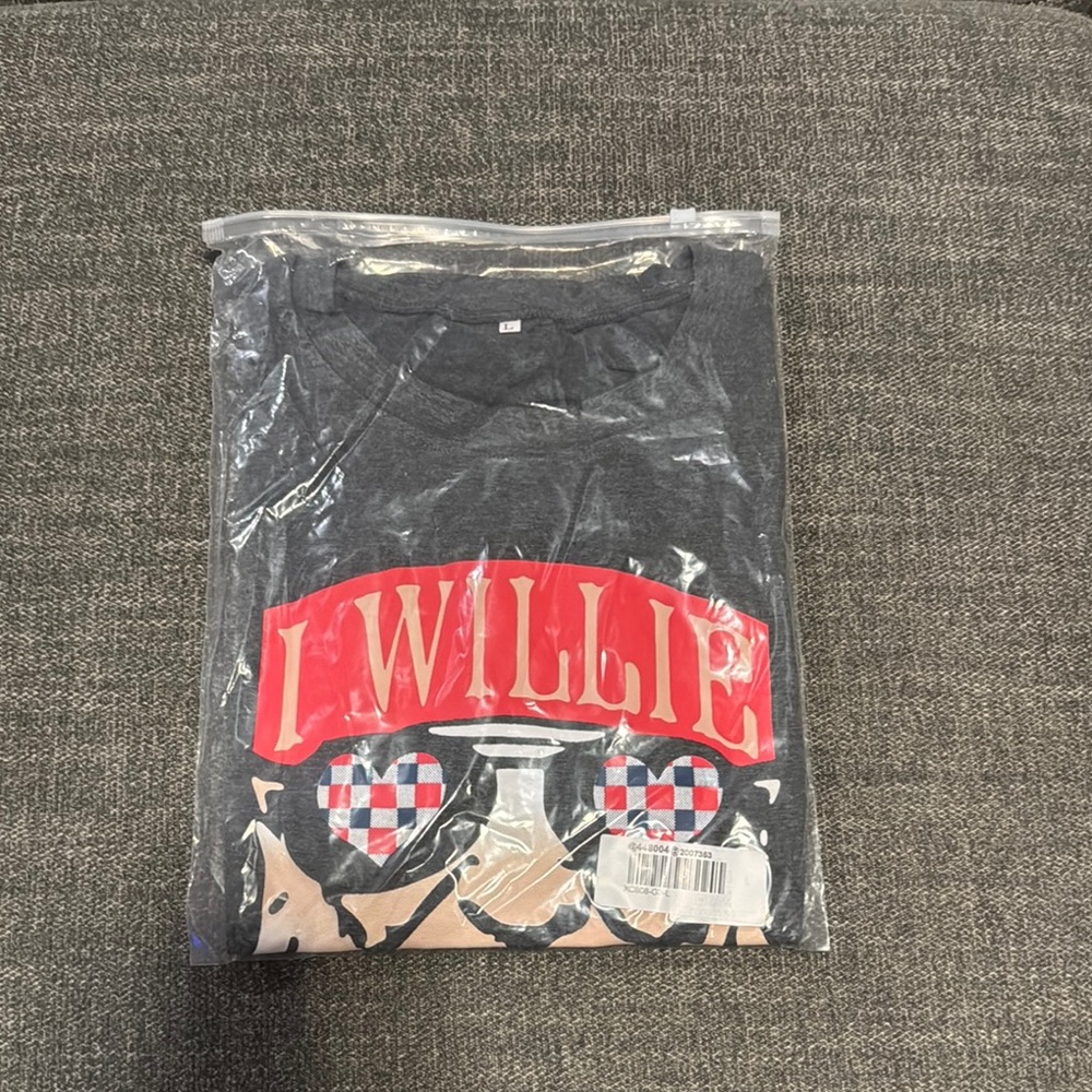 Gray Graphic T-Shirt with Red Print